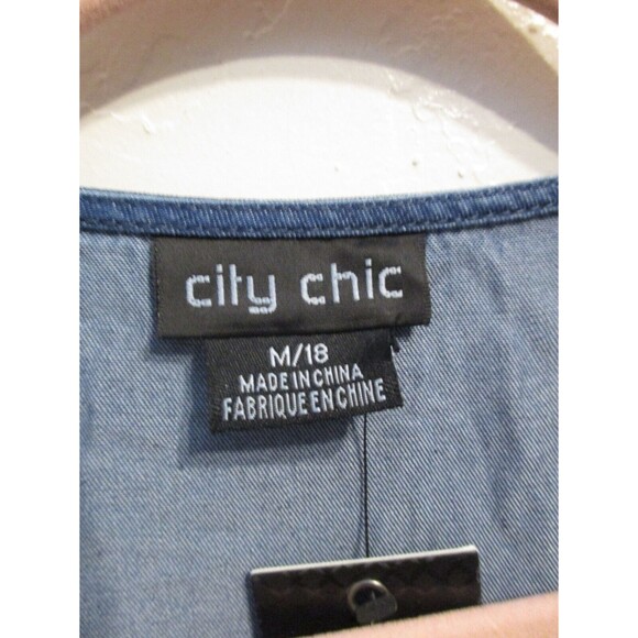 City Chic Womens Sz M/18 Pared Back Long Sleeve Chambray Denim Wrap Dress Lyocel - Picture 7 of 10